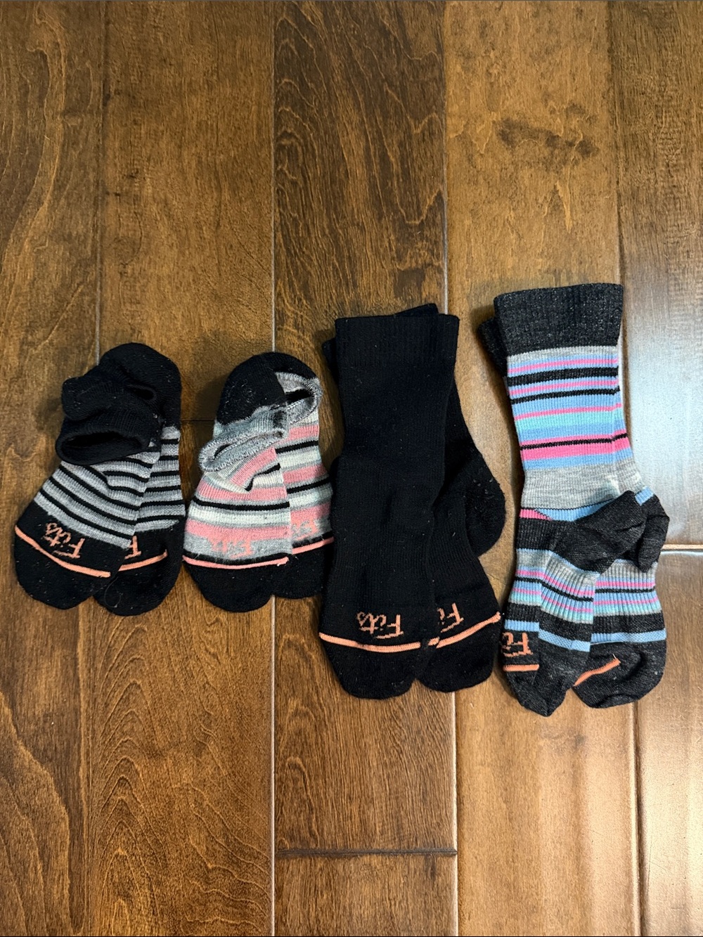 Women’s Fits Black & Multicolor Striped Ankle and Crew Socks Bundle
